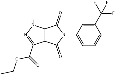 ETHYL 4,6-DIOXO-5-[3-(TRIFLUOROMETHYL)PHENYL]-1,3A,4,5,6,6A-HEXAHYDROPYRROLO[3,4-C]PYRAZOLE-3-CARBOXYLATE 结构式