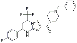 (4-BENZYLPIPERAZIN-1-YL)(5-(4-FLUOROPHENYL)-7-(TRIFLUOROMETHYL)-4,5,6,7-TETRAHYDROPYRAZOLO[1,5-A]PYRIMIDIN-2-YL)METHANONE 结构式