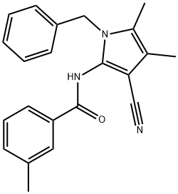 N-(1-BENZYL-3-CYANO-4,5-DIMETHYL-1H-PYRROL-2-YL)-3-METHYLBENZENECARBOXAMIDE 结构式