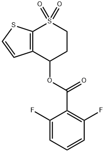 1,1-DIOXO-1,2,3,4-TETRAHYDRO-1LAMBDA6-THIENO[2,3-B]THIOPYRAN-4-YL 2,6-DIFLUOROBENZENECARBOXYLATE 结构式