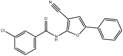 3-CHLORO-N-(3-CYANO-5-PHENYL-2-FURYL)BENZENECARBOXAMIDE 结构式