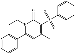 1-ETHYL-4-METHYL-6-PHENYL-3-(PHENYLSULFONYL)-2(1H)-PYRIDINONE 结构式