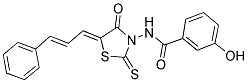 3-HYDROXY-N-((5Z)-4-OXO-5-[(2E)-3-PHENYLPROP-2-ENYLIDENE]-2-THIOXO-1,3-THIAZOLIDIN-3-YL)BENZAMIDE 结构式