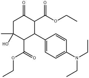 DIETHYL 2-(4-(DIETHYLAMINO)PHENYL)-4-HYDROXY-4-METHYL-6-OXOCYCLOHEXANE-1,3-DICARBOXYLATE 结构式