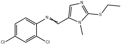 2,4-DICHLORO-N-([2-(ETHYLSULFANYL)-1-METHYL-1H-IMIDAZOL-5-YL]METHYLENE)ANILINE 结构式