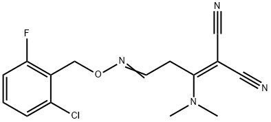 2-[3-([(2-Chloro-6-fluorobenzyl)oxy]imino)-1-(dimethylamino)propylidene]malononitrile 结构式