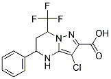 3-CHLORO-5-PHENYL-7-(TRIFLUOROMETHYL)-4,5,6,7-TETRAHYDROPYRAZOLO[1,5-A]PYRIMIDINE-2-CARBOXYLIC ACID 结构式