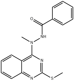 N'-METHYL-N'-[2-(METHYLSULFANYL)-4-QUINAZOLINYL]BENZENECARBOHYDRAZIDE 结构式