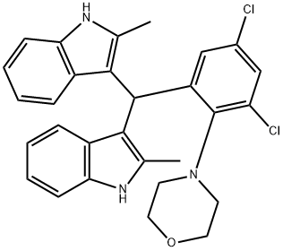 4-(2-(BIS(2-METHYL-1H-INDOL-3-YL)METHYL)-4,6-DICHLOROPHENYL)MORPHOLINE 结构式