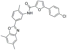 5-(4-CHLOROPHENYL)-N-(5-(5,7-DIMETHYLBENZO[D]OXAZOL-2-YL)-2-METHYLPHENYL)FURAN-2-CARBOXAMIDE 结构式