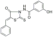 N-[(5Z)-5-BENZYLIDENE-4-OXO-2-THIOXO-1,3-THIAZOLIDIN-3-YL]-3-HYDROXYBENZAMIDE 结构式