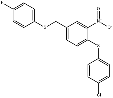 1-[(4-CHLOROPHENYL)SULFANYL]-4-([(4-FLUOROPHENYL)SULFANYL]METHYL)-2-NITROBENZENE 结构式