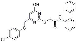 N-(BIPHENYL-2-YL)-2-(4-((4-CHLOROPHENYLTHIO)METHYL)-6-HYDROXYPYRIMIDIN-2-YLTHIO)ACETAMIDE 结构式