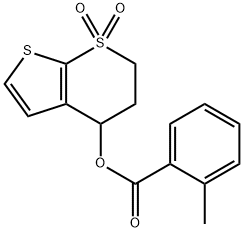 1,1-DIOXO-1,2,3,4-TETRAHYDRO-1LAMBDA6-THIENO[2,3-B]THIOPYRAN-4-YL 2-METHYLBENZENECARBOXYLATE 结构式