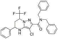 N,N-DIBENZYL-3-CHLORO-5-PHENYL-7-(TRIFLUOROMETHYL)-4,5,6,7-TETRAHYDROPYRAZOLO[1,5-A]PYRIMIDINE-2-CARBOXAMIDE 结构式