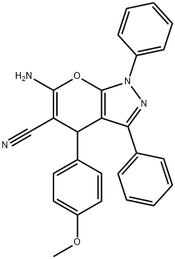 6-AMINO-4-(4-METHOXYPHENYL)-1,3-DIPHENYL-1,4-DIHYDROPYRANO[2,3-C]PYRAZOLE-5-CARBONITRILE 结构式