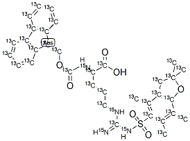 FMOC-ARG(PBF)-OH [U-13C-15N] 结构式