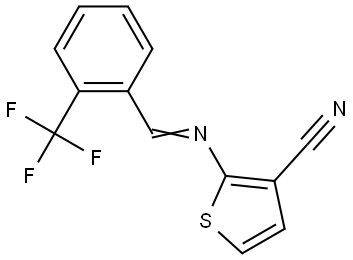 2-(((E)-[2-(Trifluoromethyl)phenyl]methylidene)amino)-3-thiophenecarbonitrile 结构式