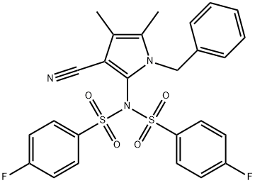 N-(1-BENZYL-3-CYANO-4,5-DIMETHYL-1H-PYRROL-2-YL)-4-FLUORO-N-[(4-FLUOROPHENYL)SULFONYL]BENZENESULFONAMIDE 结构式