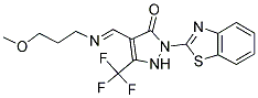 2-(1,3-BENZOTHIAZOL-2-YL)-4-{(E)-[(3-METHOXYPROPYL)IMINO]METHYL}-5-(TRIFLUOROMETHYL)-1,2-DIHYDRO-3H-PYRAZOL-3-ONE 结构式