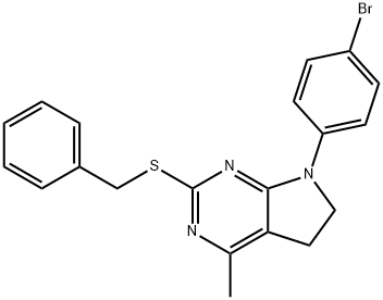 2-(BENZYLSULFANYL)-7-(4-BROMOPHENYL)-4-METHYL-6,7-DIHYDRO-5H-PYRROLO[2,3-D]PYRIMIDINE 结构式