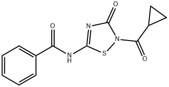 N-[2-(CYCLOPROPYLCARBONYL)-3-OXO-2,3-DIHYDRO-1,2,4-THIADIAZOL-5-YL]BENZENECARBOXAMIDE 结构式