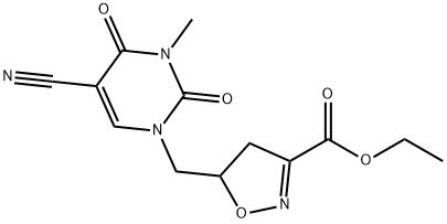 ETHYL 5-([5-CYANO-3-METHYL-2,4-DIOXO-3,4-DIHYDRO-1(2H)-PYRIMIDINYL]METHYL)-4,5-DIHYDRO-3-ISOXAZOLECARBOXYLATE 结构式