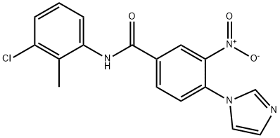 N-(3-CHLORO-2-METHYLPHENYL)-4-(1H-IMIDAZOL-1-YL)-3-NITROBENZENECARBOXAMIDE 结构式