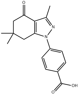 4-(3,6,6-TRIMETHYL-4-OXO-4,5,6,7-TETRAHYDRO-1H-INDAZOL-1-YL)BENZOIC ACID 结构式