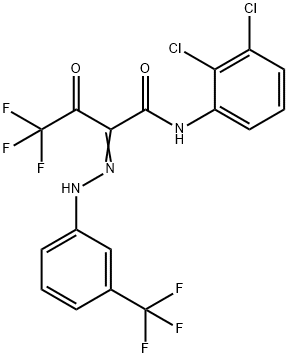 N-(2,3-DICHLOROPHENYL)-4,4,4-TRIFLUORO-3-OXO-2-((Z)-2-[3-(TRIFLUOROMETHYL)PHENYL]HYDRAZONO)BUTANAMIDE 结构式