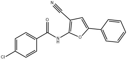 4-CHLORO-N-(3-CYANO-5-PHENYL-2-FURYL)BENZENECARBOXAMIDE 结构式