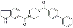 1-[(1,1'-BIPHENYL-4-YL)CARBONYL]-4-[((1H)-INDOL-6-YL)CARBONYL]PIPERAZINE 结构式