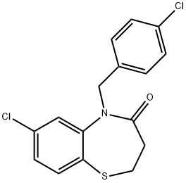 7-CHLORO-5-(4-CHLOROBENZYL)-2,3-DIHYDRO-1,5-BENZOTHIAZEPIN-4(5H)-ONE 结构式