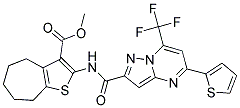 METHYL 2-(5-(THIOPHEN-2-YL)-7-(TRIFLUOROMETHYL)PYRAZOLO[1,5-A]PYRIMIDINE-2-CARBOXAMIDO)-5,6,7,8-TETRAHYDRO-4H-CYCLOHEPTA[B]THIOPHENE-3-CARBOXYLATE 结构式