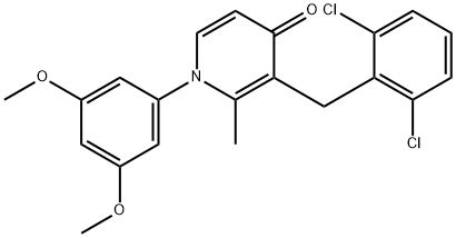 3-(2,6-Dichlorobenzyl)-1-(3,5-dimethoxyphenyl)-2-methyl-4(1H)-pyridinone 结构式