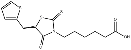 6-(4-OXO-5-THIOPHEN-2-YLMETHYLENE-2-THIOXO-THIAZOLIDIN-3-YL)-HEXANOIC ACID 结构式