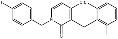 3-(2-CHLORO-6-FLUOROBENZYL)-1-(4-FLUOROBENZYL)-4-HYDROXY-2(1H)-PYRIDINONE 结构式