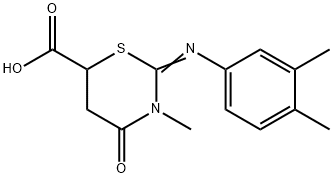 2-(3,4-DIMETHYL-PHENYLIMINO)-3-METHYL-4-OXO-[1,3]THIAZINANE-6-CARBOXYLIC ACID 结构式