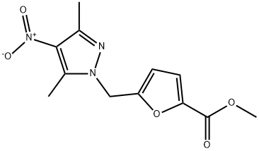 5-(3,5-Dimethyl-4-nitro-pyrazol-1-ylmethyl)-furan-2-carboxylic acid methyl ester 结构式