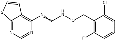 N'-[(2-CHLORO-6-FLUOROBENZYL)OXY]-N-THIENO[2,3-D]PYRIMIDIN-4-YLIMINOFORMAMIDE 结构式