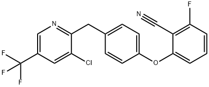 2-(4-([3-CHLORO-5-(TRIFLUOROMETHYL)-2-PYRIDINYL]METHYL)PHENOXY)-6-FLUOROBENZENECARBONITRILE 结构式
