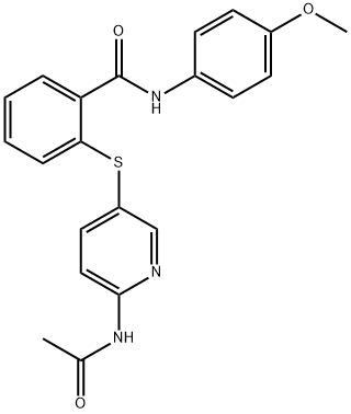 2-([6-(Acetylamino)-3-pyridinyl]sulfanyl)-N-(4-methoxyphenyl)benzenecarboxamide 结构式