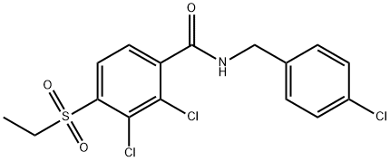 2,3-DICHLORO-N-(4-CHLOROBENZYL)-4-(ETHYLSULFONYL)BENZENECARBOXAMIDE 结构式