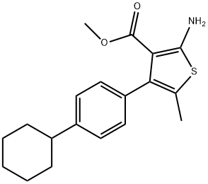 2-氨基-4-(4-环己基苯基)-5-甲基-噻吩-3-羧酸甲酯 结构式