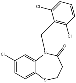 7-Chloro-5-(2,6-dichlorobenzyl)-2,3-dihydro-1,5-benzothiazepin-4(5H)-one 结构式