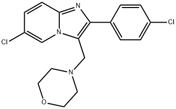 6-CHLORO-2-(4-CHLOROPHENYL)-3-(MORPHOLINOMETHYL)IMIDAZO[1,2-A]PYRIDINE 结构式