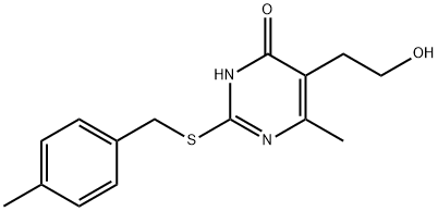 5-(2-Hydroxyethyl)-6-methyl-2-[(4-methylbenzyl)sulfanyl]-4(3H)-pyrimidinone 结构式