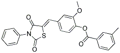 (Z)-4-((2,4-DIOXO-3-PHENYLTHIAZOLIDIN-5-YLIDENE)METHYL)-2-METHOXYPHENYL 3-METHYLBENZOATE 结构式