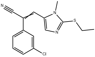 2-(3-CHLOROPHENYL)-3-[2-(ETHYLSULFANYL)-1-METHYL-1H-IMIDAZOL-5-YL]ACRYLONITRILE 结构式