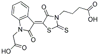 4-((5Z)-5-[1-(CARBOXYMETHYL)-2-OXO-1,2-DIHYDRO-3H-INDOL-3-YLIDENE]-4-OXO-2-THIOXO-1,3-THIAZOLIDIN-3-YL)BUTANOIC ACID 结构式